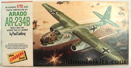Lindberg 1/72 Arado Ar-234B Jet Bomber, 439-50 plastic model kit